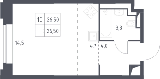 Купить Студию у метро Давыдково в Москве. Вариант № 3549614, 0, площадь -  квм, цена 12720238 рублей