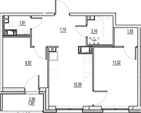 Купить двухкомнатную квартиру в новостройках у метро Звёздная в Санкт-Петербурге. Вариант № 6253194, 0, площадь -  квм, цена 7888000 рублей