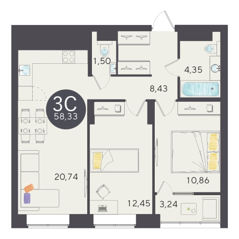 Купить трехкомнатную квартиру в районе Ленинский в Новосибирске. Вариант № 9931508, 0, площадь -  квм, цена 10242000 рублей