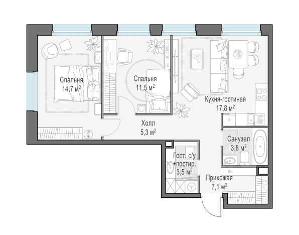Купить квартиру в новостройках на улице Щербакова в Мытищах. Вариант № 166913, 0, площадь -  квм, цена 13680000 рублей