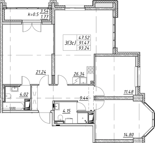 Купить многокомнатную квартиру в ЖК Цивилизация на Неве в Санкт-Петербурге. Вариант № 7850389, 0, площадь -  квм, цена 31884350 рублей