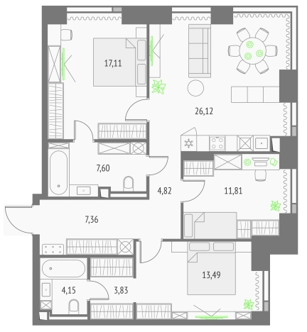 Купить трехкомнатную квартиру у метро Бутырская в Москве. Вариант № 151184, 0, площадь -  квм, цена 51160141 рублей