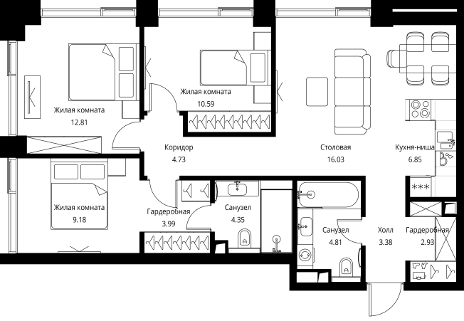 Купить трехкомнатную квартиру у метро Мякинино в Москве. Вариант № 143456, 0, площадь -  квм, цена 31595418 рублей