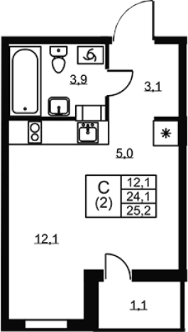 Купить Студию в ЖК Ермак в Ленинградской области. Вариант № 6609469, 0, площадь -  квм, цена 3951000 рублей