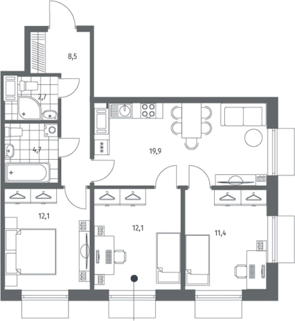 Купить многокомнатную квартиру в новостройках в ЖК Парусная 1 в Санкт-Петербурге. Вариант № 9324492, 0, площадь -  квм, цена 27506000 рублей