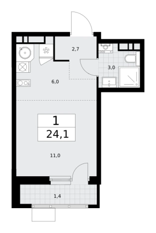 Купить однокомнатную квартиру в новостройках у метро Аэропорт Внуково в Москве. Вариант № 3863099, 0, площадь -  квм, цена 9660244 рублей
