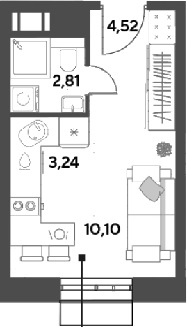 Купить Студию у метро Медведково в Пушкине. Вариант № 140618, 0, площадь -  квм, цена 4748478 рублей
