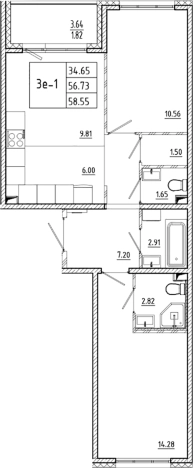 Купить трехкомнатную квартиру в ЖК ЛесART в Ленинградской области. Вариант № 6854905, 0, площадь -  квм, цена 11885650 рублей