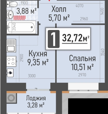 Купить квартиру в новостройках в Рыбном. Вариант № 1038671, 0, площадь -  квм, цена 3356640 рублей