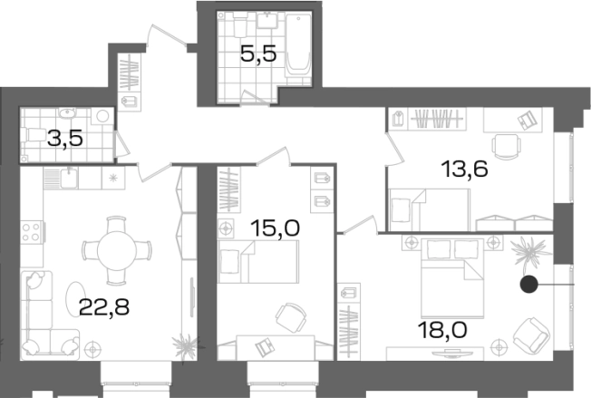 . Вариант № 118861, 0, площадь - 93.3 квм, цена 23312000 рублей