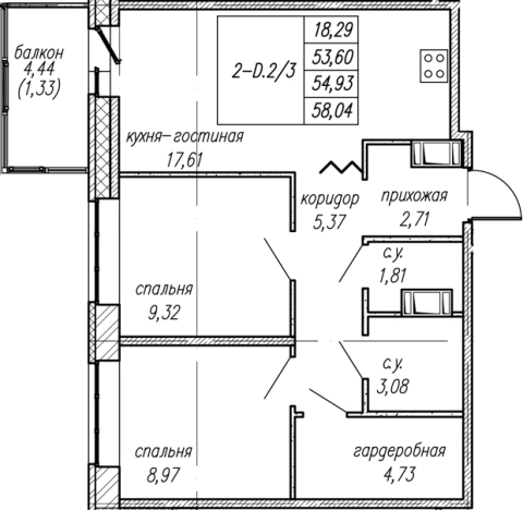 Купить трехкомнатную квартиру в ЖК Уютный в Ленинградской области. Вариант № 8063878, 0, площадь -  квм, цена 9248454 рублей
