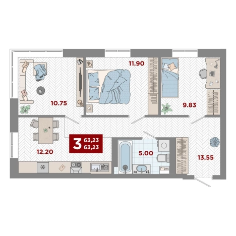 Купить трехкомнатную квартиру в районе Первомайский в Владивостоке. Вариант № 10270844, 0, площадь -  квм, цена 14650000 рублей