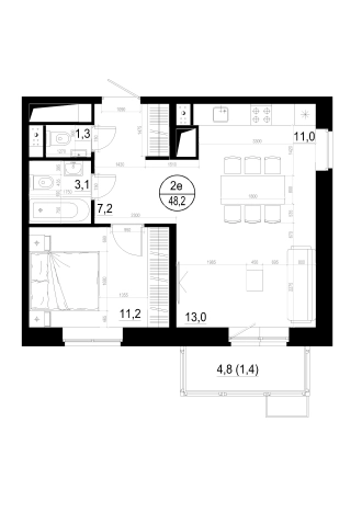 Купить двухкомнатную квартиру в Одинцове. Вариант № 129168, 0, площадь -  квм, цена 12215000 рублей