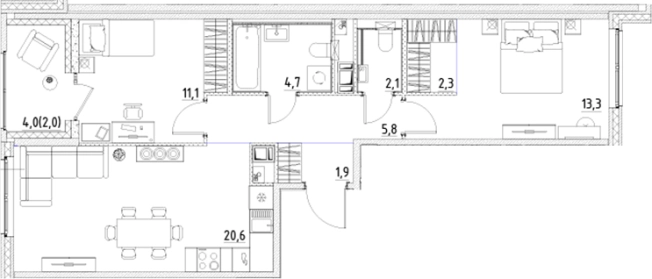Купить трехкомнатную квартиру в ЖК Янила Forest в Ленинградской области. Вариант № 7838362, 0, площадь -  квм, цена 10163340 рублей