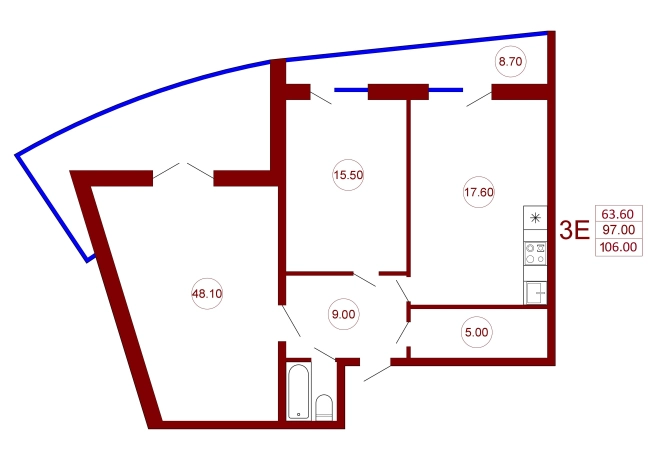 Купить двухкомнатную квартиру в ЖК ЖД на ул. Дзержинского в Воронеже. Вариант № 85760, 0, площадь -  квм, цена 17000000 рублей