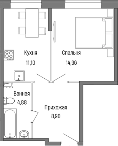 . Вариант № 138850, 0, площадь - 39.84 квм, цена 7471200 рублей