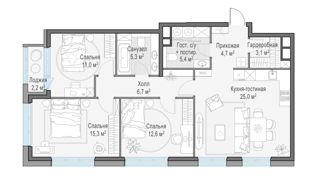 . Вариант № 121002, 0, площадь - 90 квм, цена 23540000 рублей