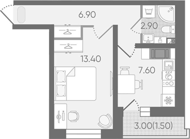 Купить однокомнатную квартиру на вторичке в районе Невский в Санкт-Петербурге. Вариант № 8093391, 0, площадь -  квм, цена 5635768 рублей