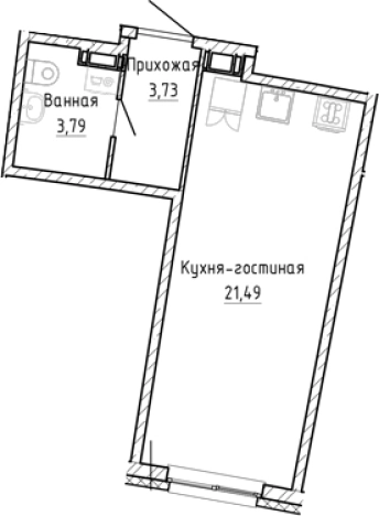 . Вариант № 8928277, 0, площадь - 29.01 квм, цена 5634961 рублей