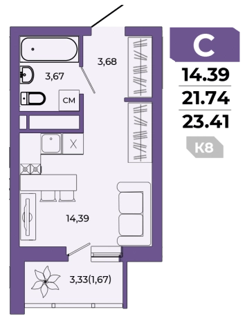 Купить Студию в ЖК Жилой комплекс "Supernova" в Пензе. Вариант № 985428, 0, площадь -  квм, цена 4225505 рублей