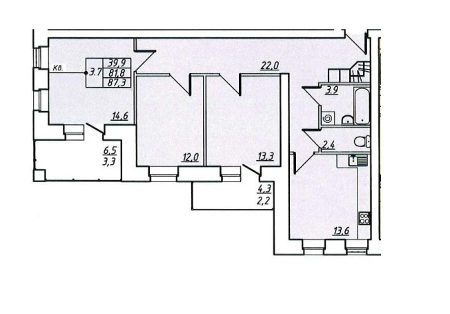 . Вариант № 75238, 0, площадь - 90.3 квм, цена 11739000 рублей