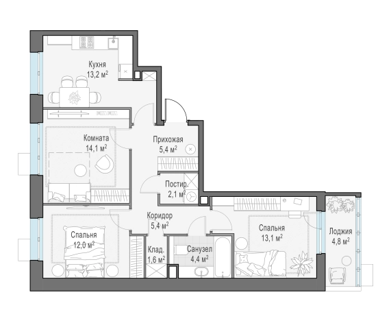 Купить трехкомнатную квартиру в Пушкине. Вариант № 165849, 0, площадь -  квм, цена 16210000 рублей