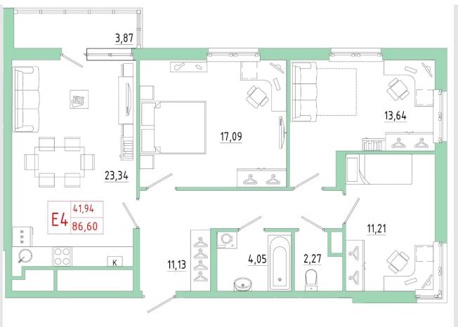 Купить трехкомнатную квартиру на улице Оружейная в Туле. Вариант № 71349, 0, площадь -  квм, цена 8224402 рублей