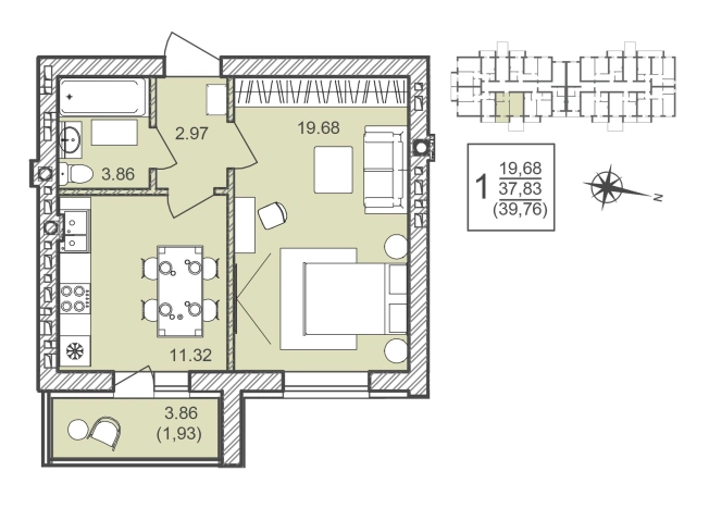 Купить однокомнатную квартиру в ЖК Александровский сад в Воронежской области. Вариант № 1166057, 0, площадь -  квм, цена 4970000 рублей