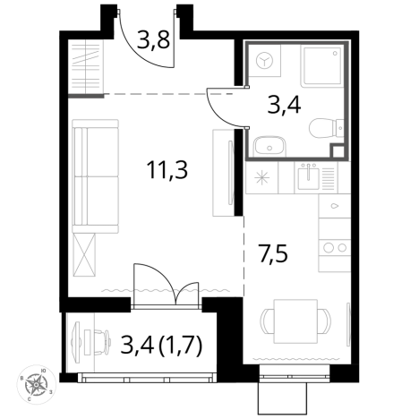 Купить квартиру на вторичке в ЖК 1-й Лермонтовский в Люберцах. Вариант № 9876448, 0, площадь -  квм, цена 9447480 рублей