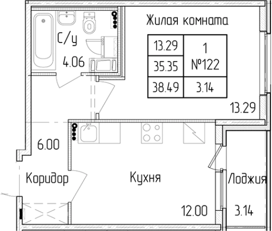 Купить однокомнатную квартиру у метро Проспект Ветеранов в Санкт-Петербурге. Вариант № 6865541, 0, площадь -  квм, цена 8604190 рублей