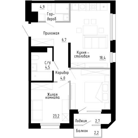 Купить однокомнатную квартиру в новостройках в районе Первореченский в Владивостоке. Вариант № 9768608, 0, площадь -  квм, цена 13206600 рублей