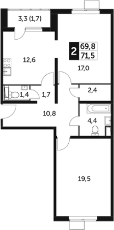 Купить двухкомнатную квартиру в новостройках в Видном. Вариант № 9836988, 0, площадь -  квм, цена 16628200 рублей