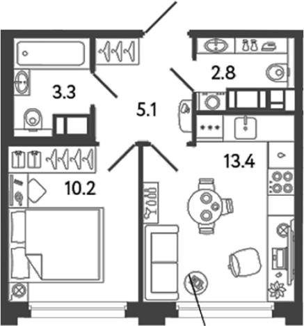 Купить однокомнатную квартиру в ЖК Гений в Санкт-Петербурге. Вариант № 6252215, 0, площадь -  квм, цена 11553356 рублей
