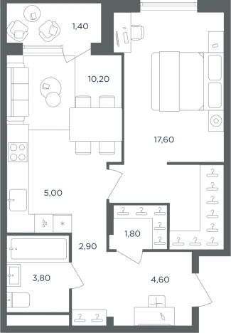 Купить двухкомнатную квартиру в новостройках в Одинцове. Вариант № 160608, 0, площадь -  квм, цена 9442341 рублей