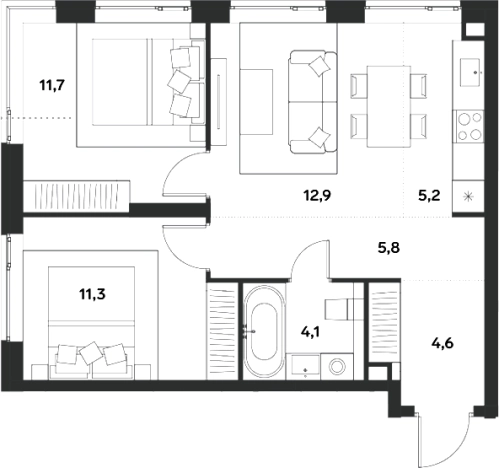 Купить трехкомнатную квартиру у метро Спартак в Москве. Вариант № 121333, 0, площадь -  квм, цена 21355404 рублей