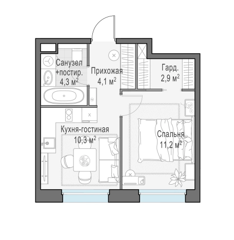 Купить однокомнатную квартиру в новостройках на улице Щербакова в Мытищах. Вариант № 166838, 0, площадь -  квм, цена 7420000 рублей