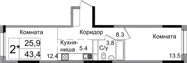 Купить двухкомнатную квартиру в ЖК Сиреневый парк в Москве. Вариант № 62640, 0, площадь -  квм, цена 13063400 рублей