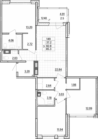Купить пятикомнатную квартиру в Санкт-Петербурге. Вариант № 6480996, 0, площадь -  квм, цена 21026450 рублей