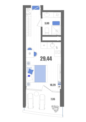 Купить Студию на улице проспект Ленина в Евпатории. Вариант № 8179098, 1, площадь -  квм, цена 12465558 рублей