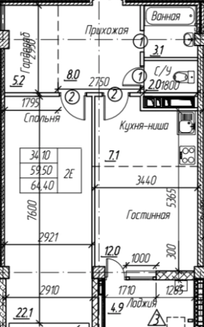Купить квартиру в новостройках в Республике Татарстан (татарстан). Вариант № 141010, 2, площадь -  квм, цена 8850000 рублей