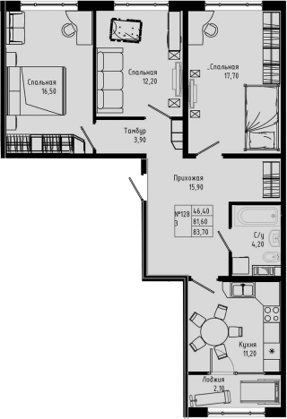 Купить трехкомнатную квартиру в Коммунаре. Вариант № 8469834, 0, площадь -  квм, цена 10155000 рублей