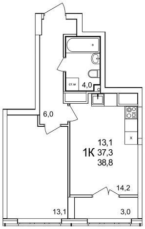 Купить однокомнатную квартиру в ЖК Анкудиновский Парк в Нижегородской области. Вариант № 121119, 0, площадь -  квм, цена 6828800 рублей