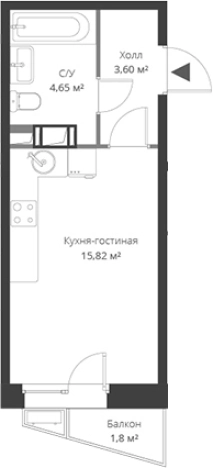 . Вариант № 6055520, 0, площадь - 24.07 квм, цена 4045561 рублей
