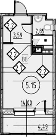 . Вариант № 4162886, 0, площадь - 24.93 квм, цена 5840470 рублей