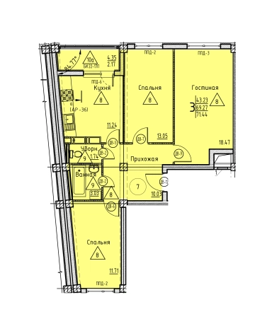 Купить трехкомнатную квартиру на улице Клочкова в Пензенской области. Вариант № 69590, 0, площадь -  квм, цена 8001280 рублей