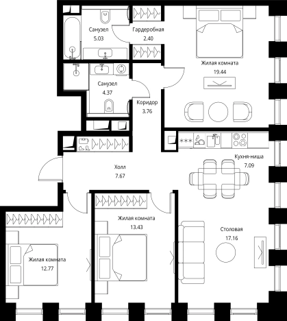 Купить трехкомнатную квартиру у метро Мякинино в Москве. Вариант № 99074, 0, площадь -  квм, цена 36626983 рублей