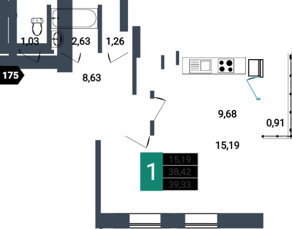 Купить однокомнатную квартиру в ЖК Красивый в Чите. Вариант № 160079, 0, площадь -  квм, цена 8166000 рублей
