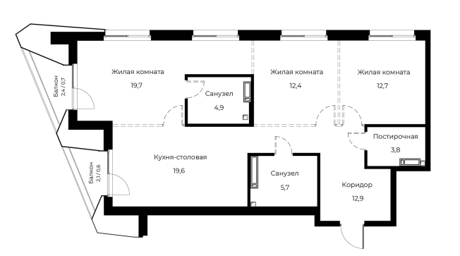 Купить трехкомнатную квартиру в новостройках на улице Богданова в Пензе. Вариант № 1302207, 0, площадь -  квм, цена 12382300 рублей