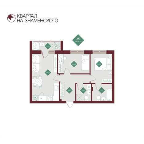 Купить двухкомнатную квартиру в новостройках в Тобольске. Вариант № 162848, 0, площадь -  квм, цена 7930000 рублей