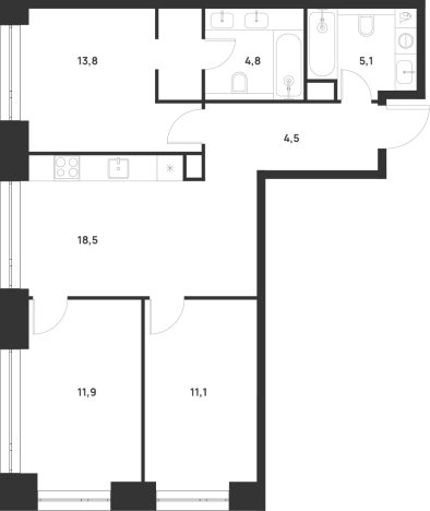Купить трехкомнатную квартиру в ЮВАО в Москве. Вариант № 154736, 0, площадь -  квм, цена 25457484 рублей